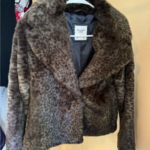 Leopard Print Faux Fur Jacket